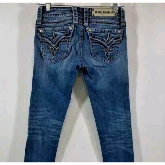 Rock Revival Noelle Skinny Jeans Womens 25 Embellished Distressed 26x32 - Picture 1 of 10